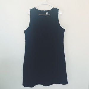 Ponte Knit Ribbed Black Shift Dress